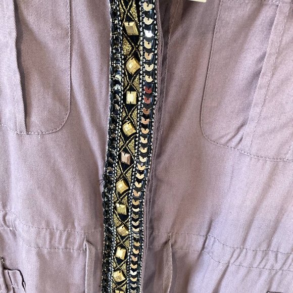 BNWT Innocence Clothing Women Dark Beige Embellished Border long Sleeve Jacket - Picture 6 of 12